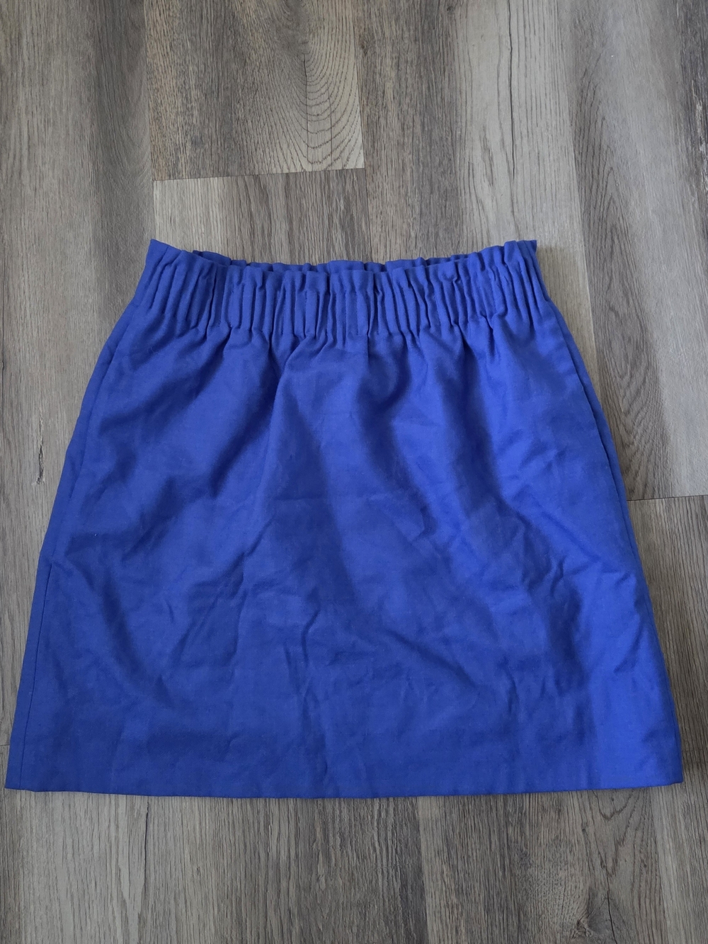 J Crew Factory Mini Skirt 4 Blue Wool Blend Pockets Elastic Waist Lined Pockets